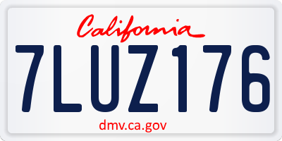 CA license plate 7LUZ176