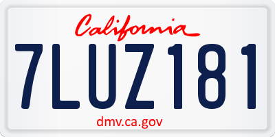 CA license plate 7LUZ181