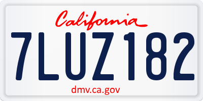CA license plate 7LUZ182