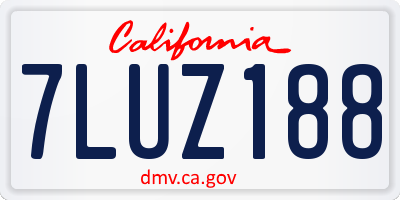 CA license plate 7LUZ188