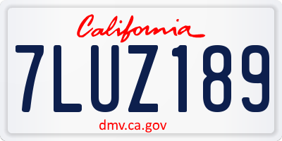 CA license plate 7LUZ189