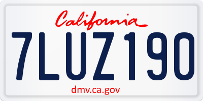 CA license plate 7LUZ190