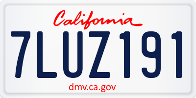 CA license plate 7LUZ191
