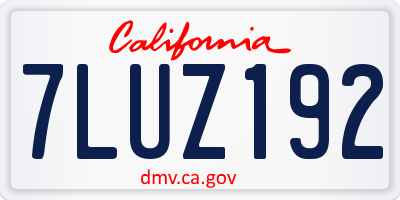 CA license plate 7LUZ192