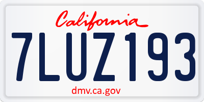 CA license plate 7LUZ193
