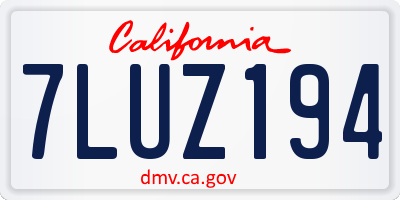 CA license plate 7LUZ194