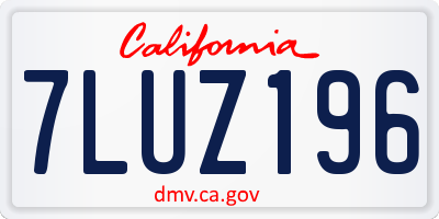 CA license plate 7LUZ196