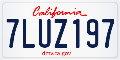 CA license plate 7LUZ197
