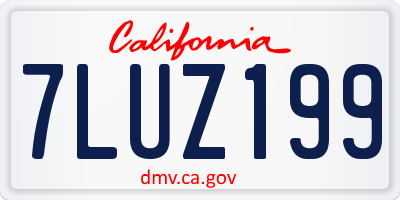 CA license plate 7LUZ199