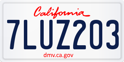 CA license plate 7LUZ203