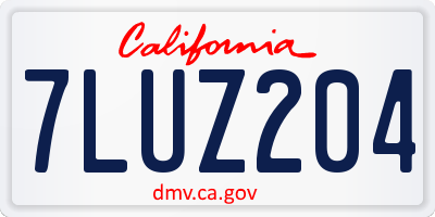 CA license plate 7LUZ204