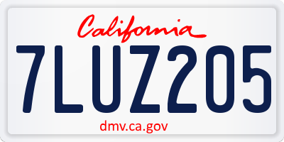 CA license plate 7LUZ205