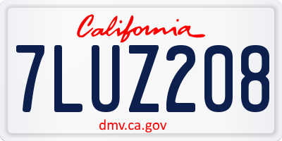 CA license plate 7LUZ208