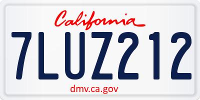 CA license plate 7LUZ212