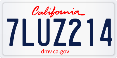 CA license plate 7LUZ214