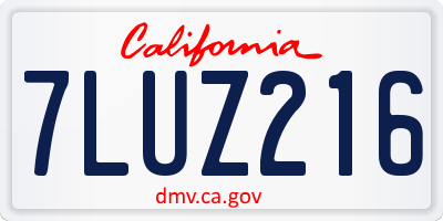 CA license plate 7LUZ216