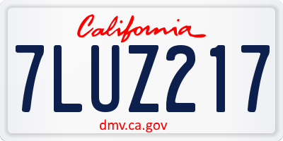 CA license plate 7LUZ217