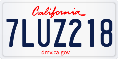 CA license plate 7LUZ218