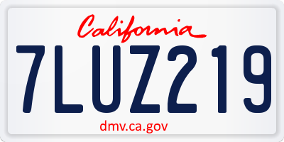 CA license plate 7LUZ219