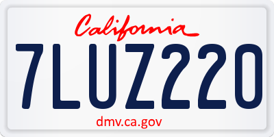 CA license plate 7LUZ220