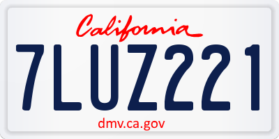CA license plate 7LUZ221