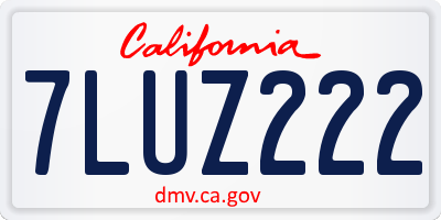 CA license plate 7LUZ222