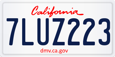CA license plate 7LUZ223