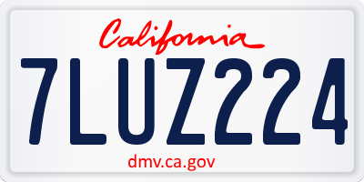 CA license plate 7LUZ224
