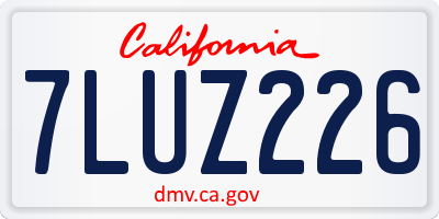 CA license plate 7LUZ226