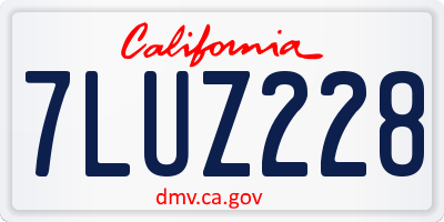 CA license plate 7LUZ228