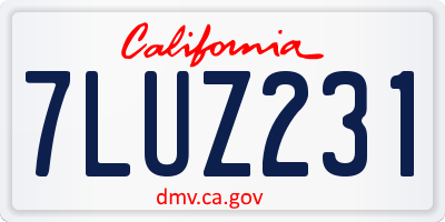 CA license plate 7LUZ231