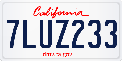 CA license plate 7LUZ233