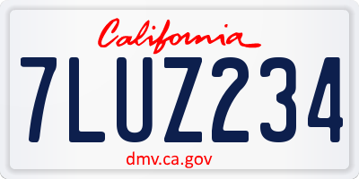 CA license plate 7LUZ234