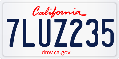 CA license plate 7LUZ235
