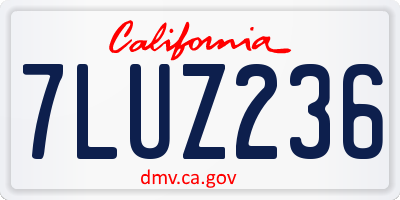 CA license plate 7LUZ236
