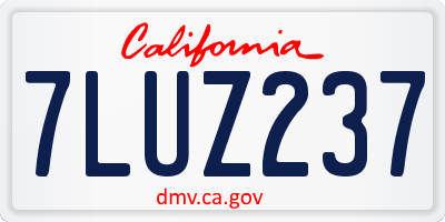 CA license plate 7LUZ237