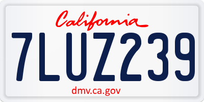 CA license plate 7LUZ239