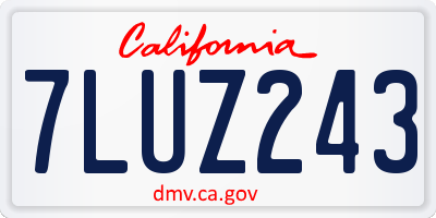 CA license plate 7LUZ243