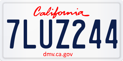 CA license plate 7LUZ244