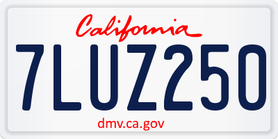 CA license plate 7LUZ250