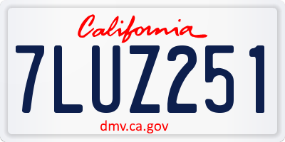 CA license plate 7LUZ251