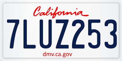 CA license plate 7LUZ253