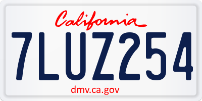 CA license plate 7LUZ254