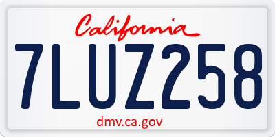 CA license plate 7LUZ258