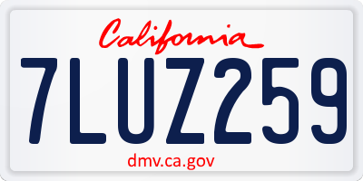 CA license plate 7LUZ259