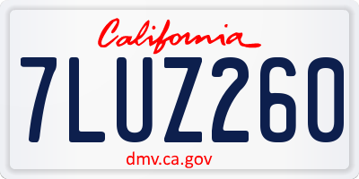 CA license plate 7LUZ260