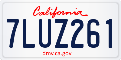 CA license plate 7LUZ261