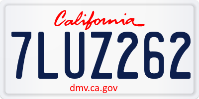 CA license plate 7LUZ262