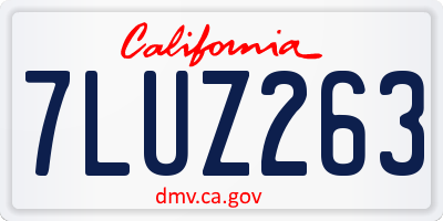 CA license plate 7LUZ263