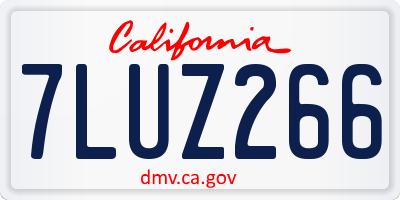 CA license plate 7LUZ266